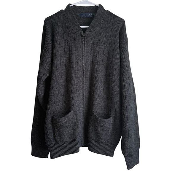 northern isles Other - Northern Isles Men’s Full Zip Gray Pocketed Long Sleeve Acrylic Sweater Large